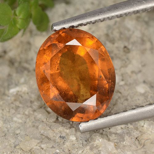2.23ct Натуральный Темно-оранжевый Гранат Гессонит, Овал, VS-SI