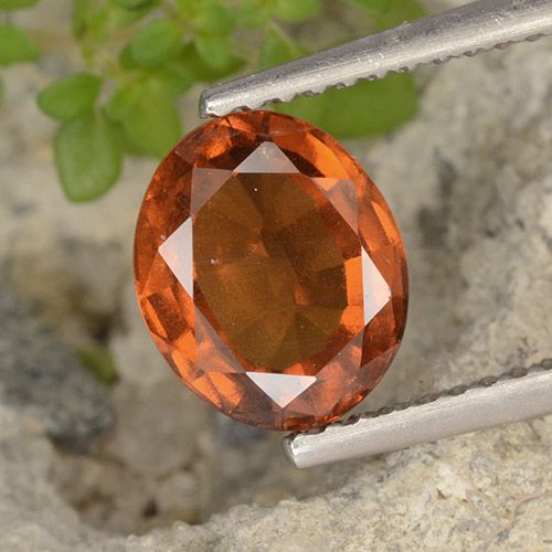 2.14ct Натуральный Темно-оранжевый Гранат Гессонит, Овал, Чистота VS