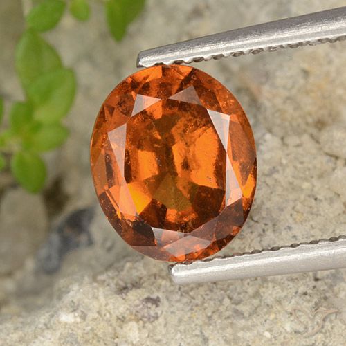2.09ct Натуральный Средне-темно-оранжевый Гранат Гессонит, Овал, VS-SI