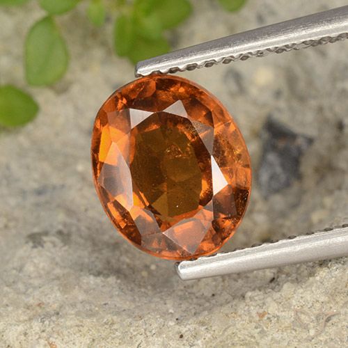 2.26ct Натуральный Темно-оранжевый Гранат Гессонит, Овал, VS-SI