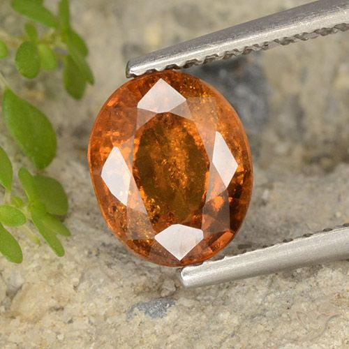 1.79ct Натуральный Темно-оранжевый Гранат Гессонит, Овал, VS-SI