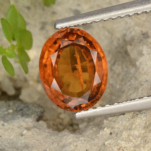 1.76ct Натуральный Янтарный Апельсин Гранат Гессонит, Овал, VS-SI