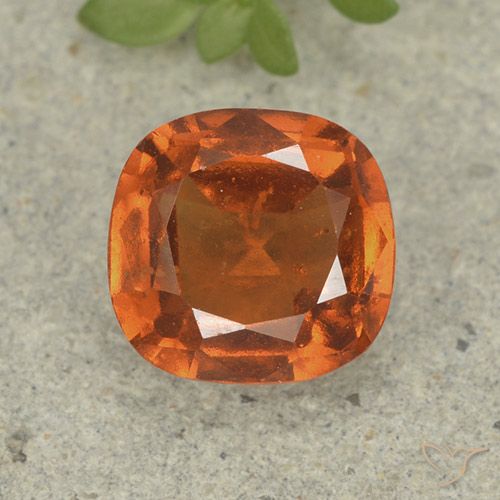 1.80ct Натуральный Темно-оранжевый Гранат Гессонит, Подушка, VS-SI