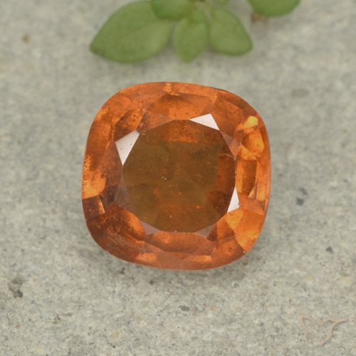 1.60ct Натуральный Средний апельсин Гранат Гессонит, Подушка, VS-SI