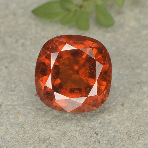 1.92ct Натуральный Темно-оранжевый Гранат Гессонит, Подушка, VS-SI