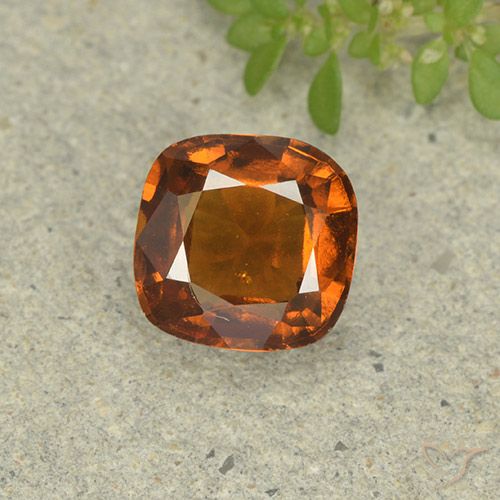 1.60ct Натуральный Темно-оранжевый Гранат Гессонит, Подушка, Чистота VS