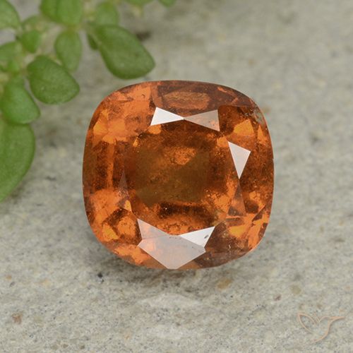 1.88ct Натуральный Темно-оранжевый Гранат Гессонит, Подушка, VS-SI