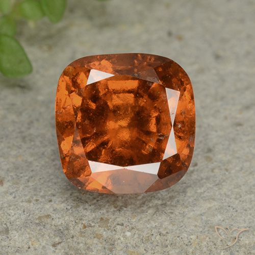 1.78ct Натуральный Темно-оранжевый Гранат Гессонит, Подушка, VS-SI