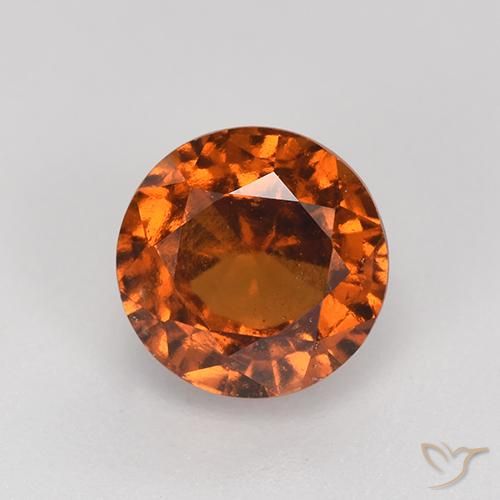 2.16ct Натуральный Темно-оранжевый Гранат Гессонит, Круглый, VS-SI