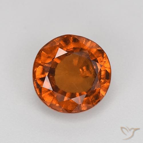 2.10ct Натуральный Янтарный Апельсин Гранат Гессонит, Круглый, VS-SI