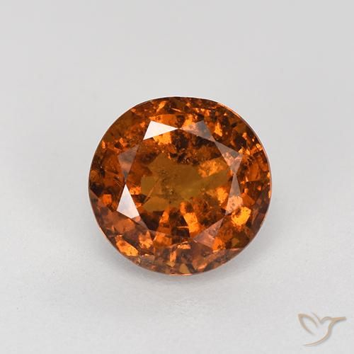 1.76ct Натуральный Красновато-оранжевый Гранат Гессонит, Круглый, VS-SI