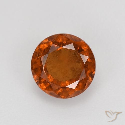 1.85ct Натуральный Темно-оранжевый Гранат Гессонит, Круглый, VS-SI