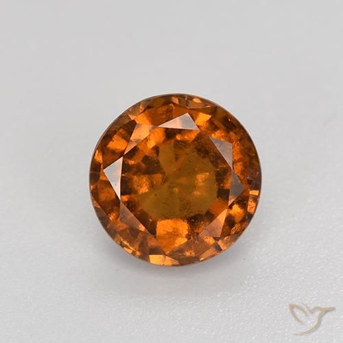 1.64ct Натуральный Темно-оранжевый Гранат Гессонит, Круглый, VS-SI