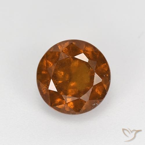 1.76ct Натуральный Красновато-оранжевый Гранат Гессонит, Круглый, VS-SI