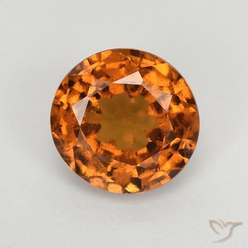 1.43ct Натуральный Средне-темно-оранжевый Гранат Гессонит, Круглый, Чистота VS