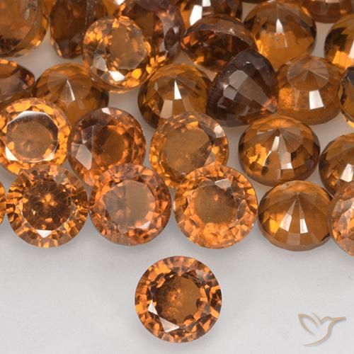 1.27ct Натуральный Темно-оранжевый Гранат Гессонит, Круглый, VS-SI