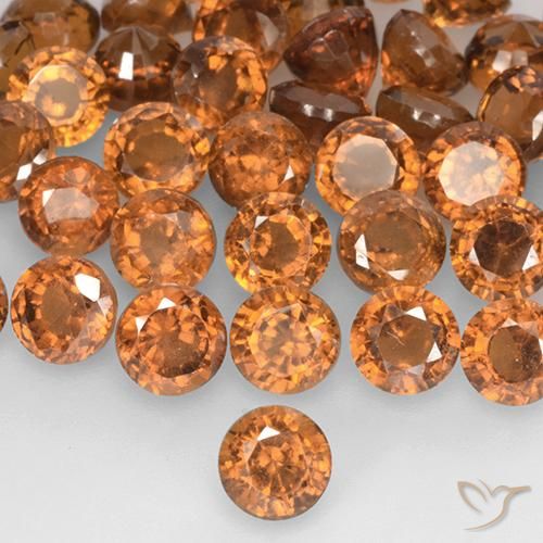 0.96ct Натуральный Темно-оранжевый Гранат Гессонит, Круглый, VS-SI