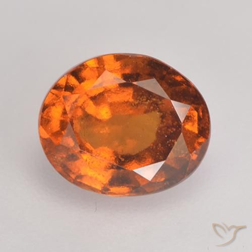 1.58ct Натуральный Средне-темно-оранжевый Гранат Гессонит, Овал, VS-SI