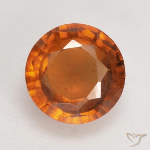 1.36ct Натуральный Средне-темно-оранжевый Гранат Гессонит, Круглый, VS-SI