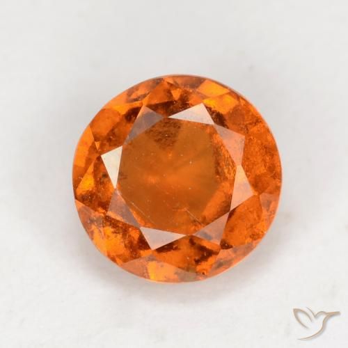 1.43ct Натуральный Темно-оранжевый Гранат Гессонит, Круглый, VS-SI