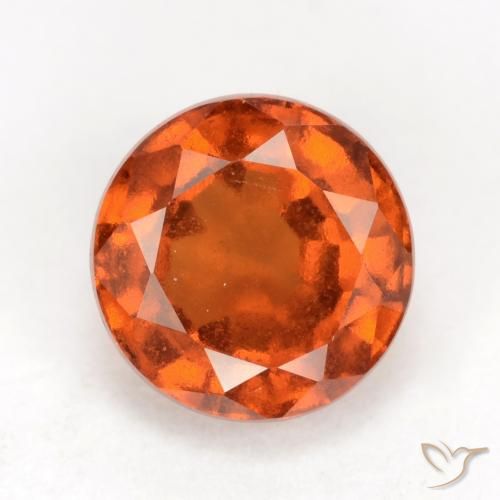 1.51ct Натуральный Темно-оранжевый Гранат Гессонит, Круглый, Чистота VS
