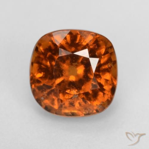 1.68ct Натуральный Темно-оранжевый Гранат Гессонит, Подушка, VS-SI