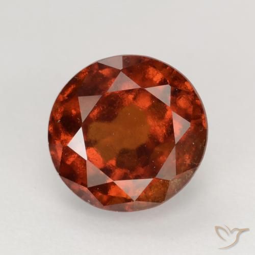 1.75ct Натуральный Темно-оранжевый Гранат Гессонит, Круглый, VS-SI