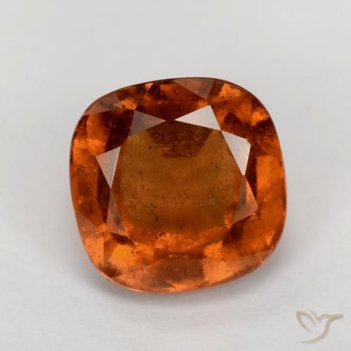 2.06ct Натуральный Темно-оранжевый Гранат Гессонит, Подушка, VS-SI