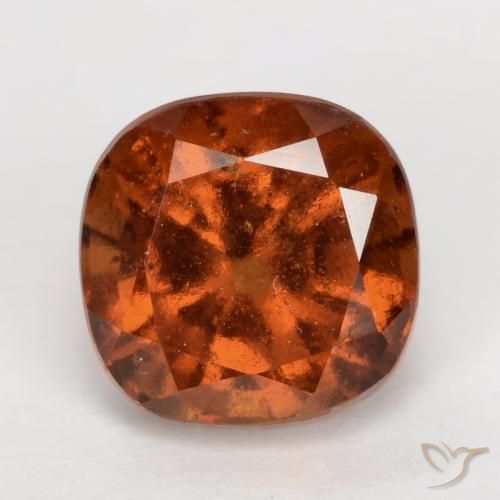 2.19ct Натуральный Темно-оранжевый Гранат Гессонит, Подушка, VS-SI