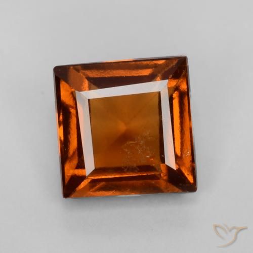 1.24ct Натуральный Янтарный Апельсин Гранат Гессонит, Квадрат, VS-SI