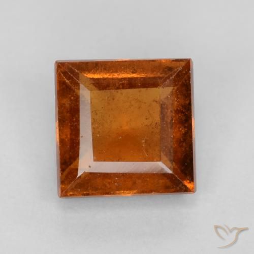 1.32ct Натуральный Темно-оранжевый Гранат Гессонит, Квадрат, VS-SI
