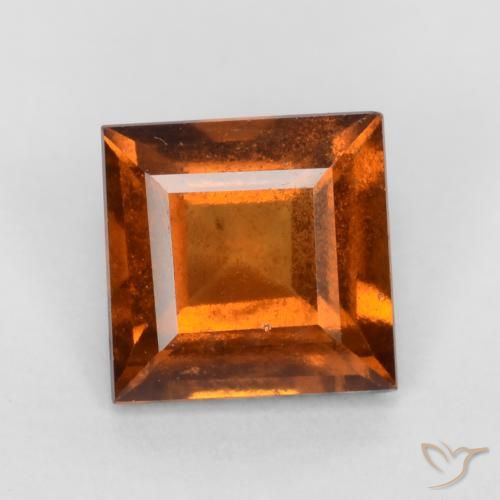 1.31ct Натуральный Янтарный Апельсин Гранат Гессонит, Квадрат, VS-SI