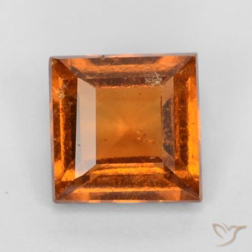 1.33ct Натуральный Темно-оранжевый Гранат Гессонит, Квадрат, VS-SI