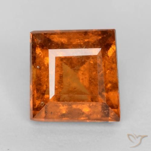 0.89ct Натуральный Средне-темно-оранжевый Гранат Гессонит, Квадрат, VS-SI