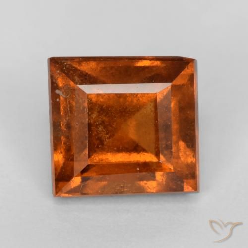 1.43ct Натуральный Темно-оранжевый Гранат Гессонит, Квадрат, VS-SI