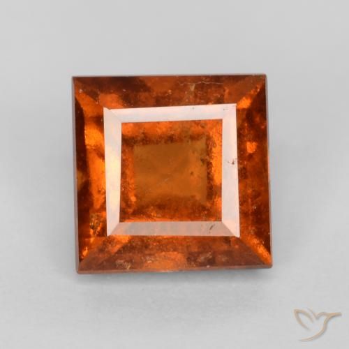 1.44ct Натуральный Темно-оранжевый Гранат Гессонит, Квадрат, VS-SI