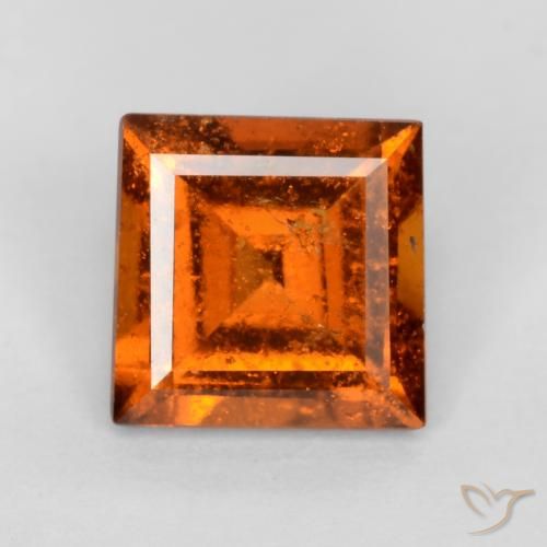 1.18ct Натуральный Красновато-оранжевый Гранат Гессонит, Квадрат, SI