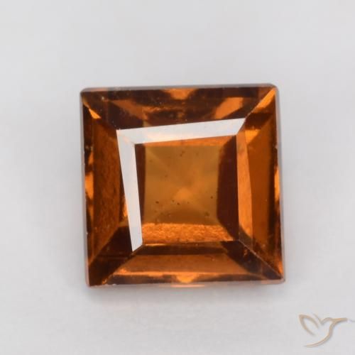 1.41ct Натуральный Темно-оранжевый Гранат Гессонит, Квадрат, Чистота VS
