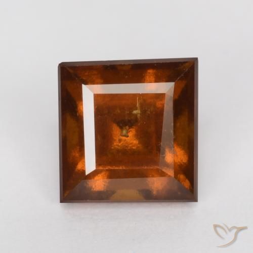 1.36ct Натуральный Темно-оранжевый Гранат Гессонит, Квадрат, Чистота VS