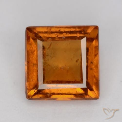 1.26ct Натуральный Средне-темно-оранжевый Гранат Гессонит, Квадрат, SI