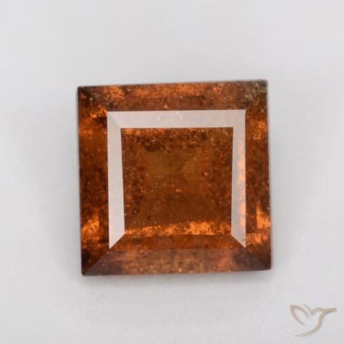 1.15ct Натуральный Темно-оранжевый Гранат Гессонит, Квадрат, SI