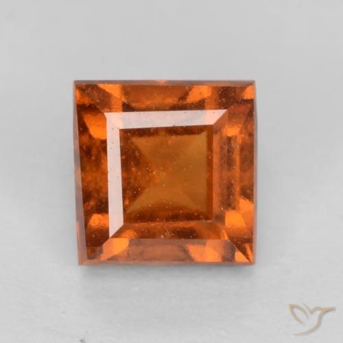 1.13ct Натуральный Средне-темно-оранжевый Гранат Гессонит, Квадрат, Чистота VS