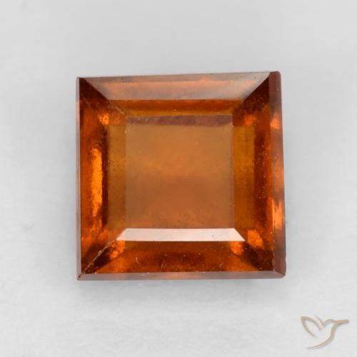 1.41ct Натуральный Янтарный Апельсин Гранат Гессонит, Квадрат, VS-SI