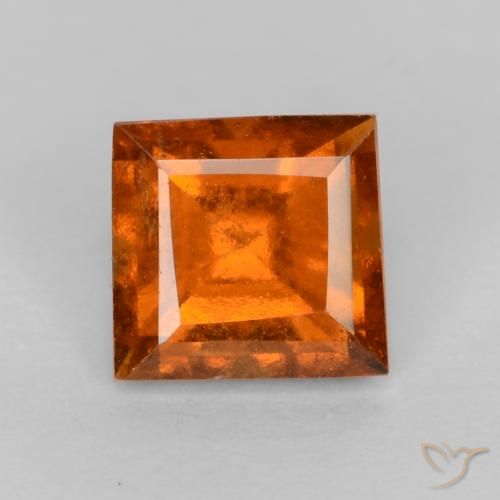 0.97ct Натуральный Средне-темно-оранжевый Гранат Гессонит, Квадрат, VS-SI
