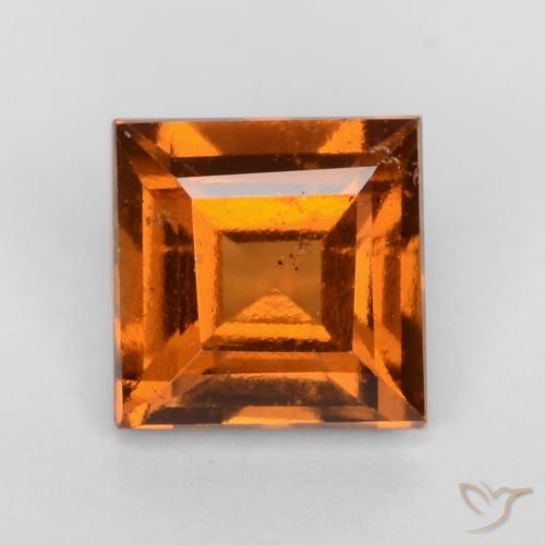 1.21ct Натуральный Средне-темно-оранжевый Гранат Гессонит, Квадрат, VS-SI