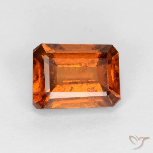 1.28ct Натуральный Средне-темно-оранжевый Гранат Гессонит, Изумрудная огранка, VS-SI