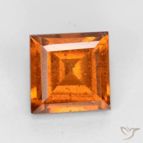 1.17ct Натуральный Средне-темно-оранжевый Гранат Гессонит, Квадрат, VS-SI