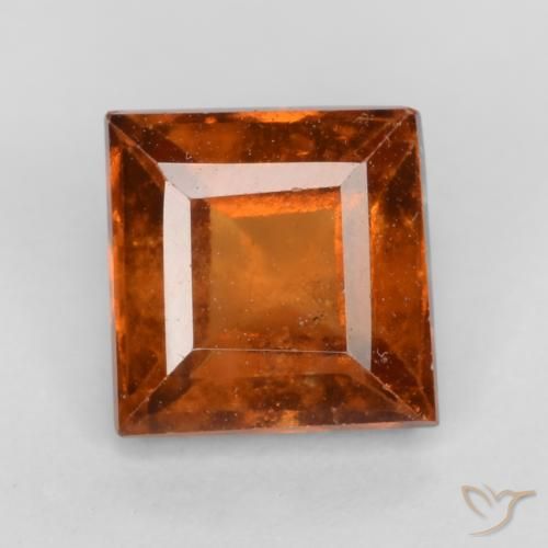 1.42ct Натуральный Темно-оранжевый Гранат Гессонит, Квадрат, VS-SI