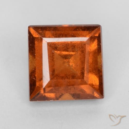 1.42ct Натуральный Темно-оранжевый Гранат Гессонит, Квадрат, VS-SI