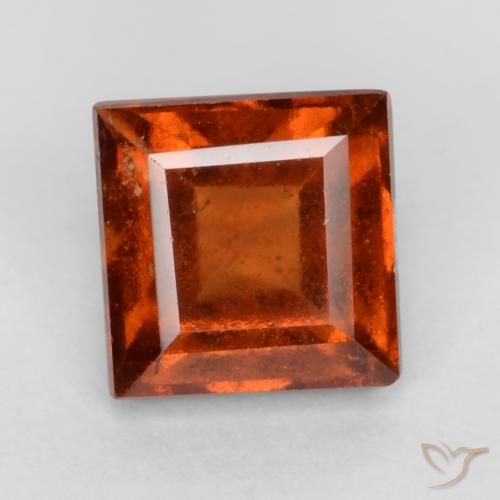 1.44ct Натуральный Темно-оранжевый Гранат Гессонит, Квадрат, VS-SI